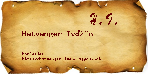 Hatvanger Iván névjegykártya